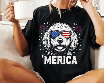 USA Goldendoodle Dog PNG | Preppy Design 4th of July Dog Digital Download