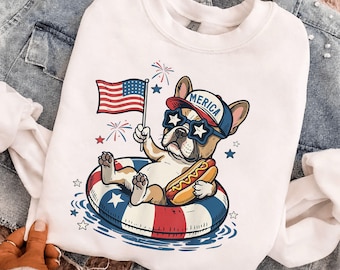 Bulldog francés EE. UU. 250 PNG, Perro 4 de julio PNG, Perro EE. UU. 250 PNG, Carroza de perro patriótico PNG, Perro 4 de julio