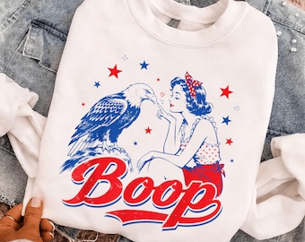 Boop Eagle Patriótico PNG, Camiseta Divertida Patriótica Vintage para Niña con Diseño Gráfico de Boop Eagle, 4 de Julio Retro América, Descarga Instantánea