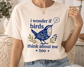 Bird Png, I Wonder If Birds Think About Me Too Png, Funny Bird Watching Png, Bird Lover Png, Minimalist Birder Png