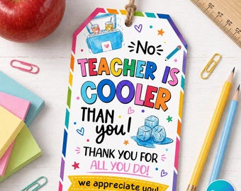 Etiqueta de regalo "Ningún profesor es más genial que tú" - Plantilla editable de Canva / Etiqueta de agradecimiento al profesor / Descarga instantánea