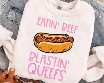Eatin Beef Blastin Queefs , Funny Hotdog PNG , Sarcastic Retro Foodie, Adult Humor BBQ Graphic, Digital Download