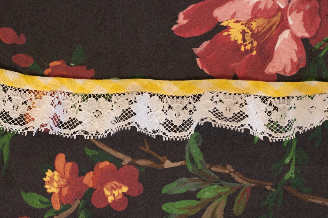 Yellow Ruffle Pattern Lace Vintage Yellow and White Gingham Lace Ruffle - Sold by the Half Yard ...