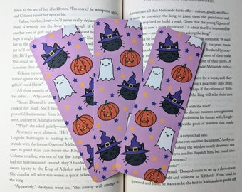 Cute Cat Themed Spooky Bookmark | Halloween Bookmark | Laminated Bookmark | Cat Themed Gift