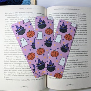 Cute Cat Themed Spooky Bookmark | Halloween Bookmark | Laminated Bookmark | Cat Themed Gift