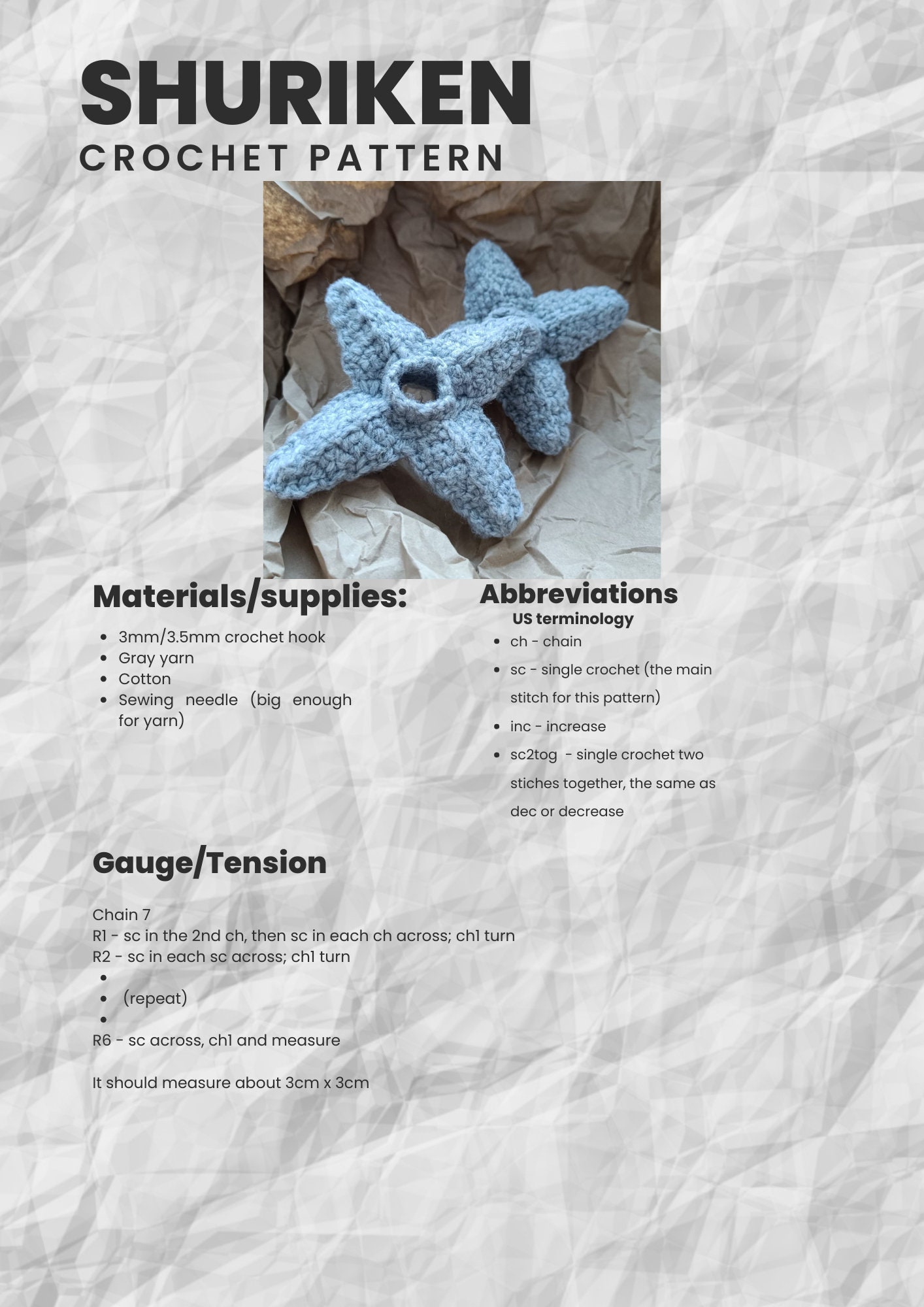 Shuriken/ninja Star PDF Crochet Pattern - Etsy