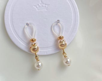 調節可能なクリップオンニップルリング：パール＆ジルコン、ハンドメイドジュエリー