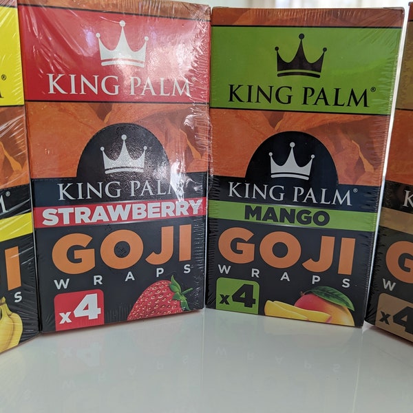 King Palm Goji Berry Wraps - Prerolled Filter Tips - All Natural Rolling Paper - 4 Wraps, 2 Pouches