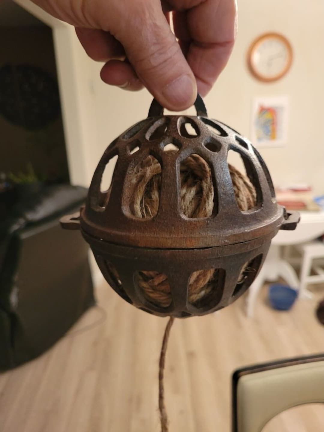 Antique Cast Iron Hanging String Holder Etsy