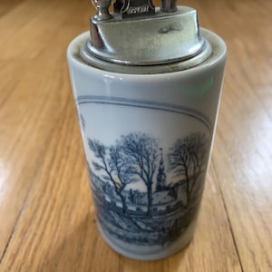 Vintage, Historic Kronsborg Castle, Blue, Table Lighter, Made in Denmark, Pre-Owned