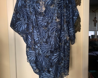 Stunning, Junya Watanabe, Cobalt Blue and Black Lace Tunic, Size Large, Rare, Made in Japan, Brand New With Tags