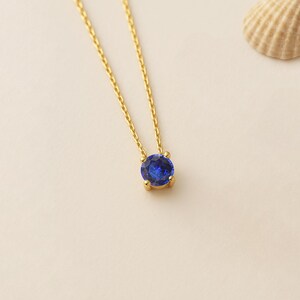 14k Solid Gold Solitaire Birthstone Necklace, Custom Gemstone 18k Pendant, Dainty 10k Gold Necklace , Personalized Jewelry for Birthday Gift