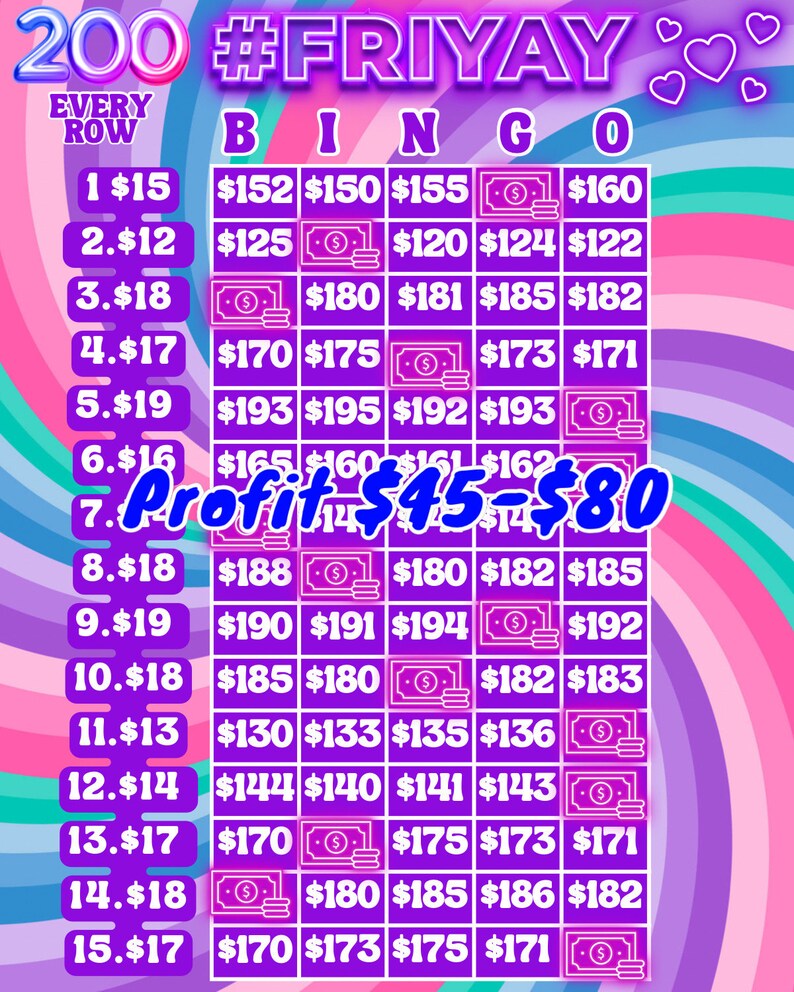 200 Rows 200 Every Row Tgif Bingo Board - Etsy