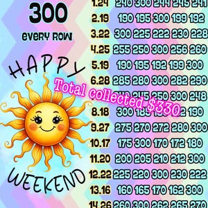 Tablero de bingo de fin de semana de 300 por fila
