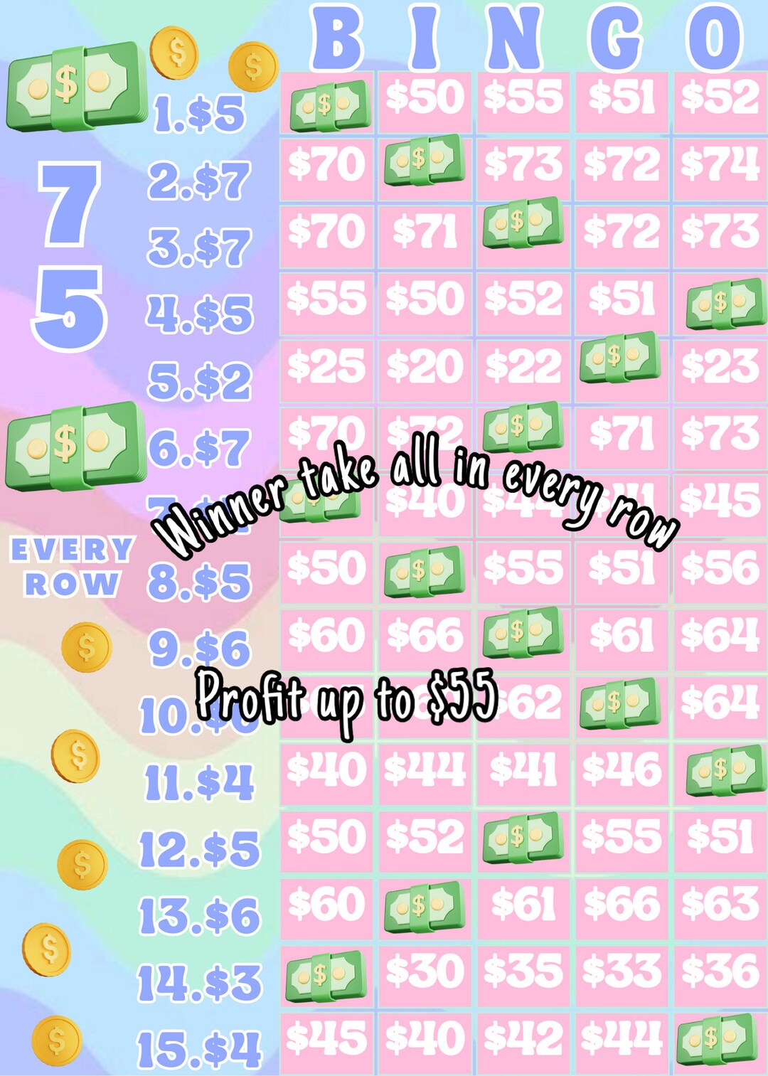 75 Every Row WTA Bingo Board - Etsy