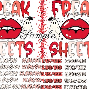 Freak in the sheets 2 board medium and high bingo board