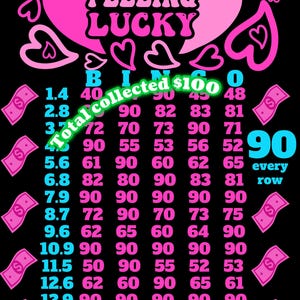 90 every row lucky bingo board