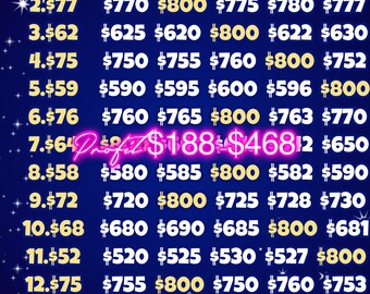 800 every row night  pyp bingo board with profit