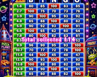 100 every row pizza  bingo board