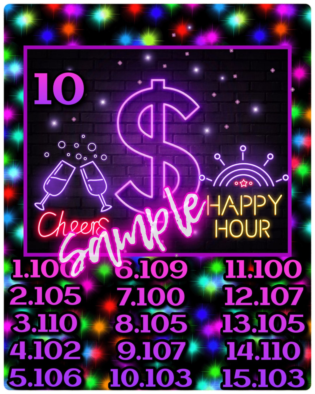 10 Neon Bingo Etsy