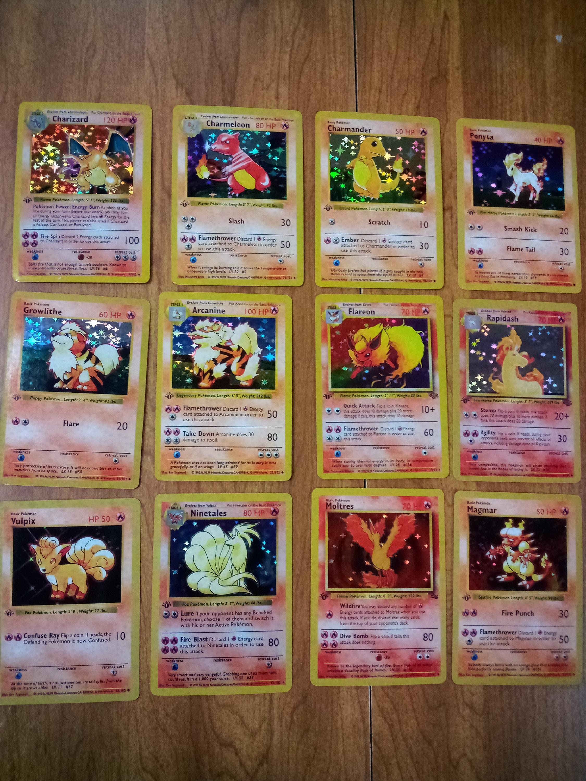Edition One Pokemon Pokemon Vintage 1st Edition Base Set Holo Reproductions - Fire Type ...