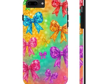 Colorful Bow Phone Cases - Protective Design for Girls, Tough Phone Case, Stylish Phone Cover, Cute Cellphone Protector, Vibrant Bow Phone
