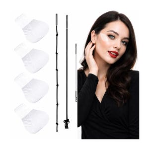 Bandas y cintas para lifting facial – Sistema de lifting instantáneo invisible / Tiras reafirmantes faciales antiarrugas (para cabello oscuro)