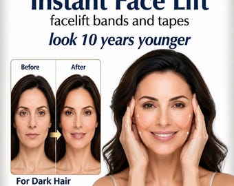 Instant Face Lift Tape Strips – Invisible Jaw & Neck Lifting Tape for Wrinkles(Dark Hair)
