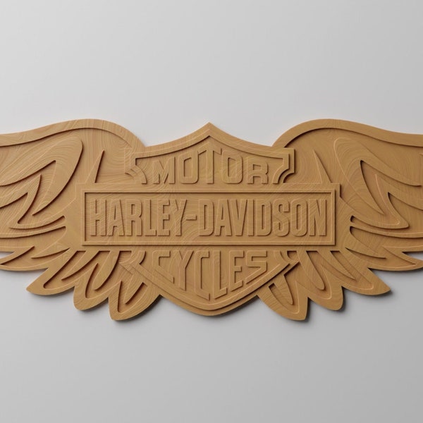 3D Harley Davidson Logo STL* Model for Cnc Router and 3D Printer