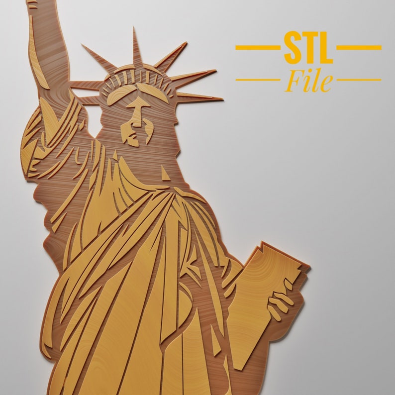 3D Statue of Liberty America STL File Relief Model for Cnc or 3D