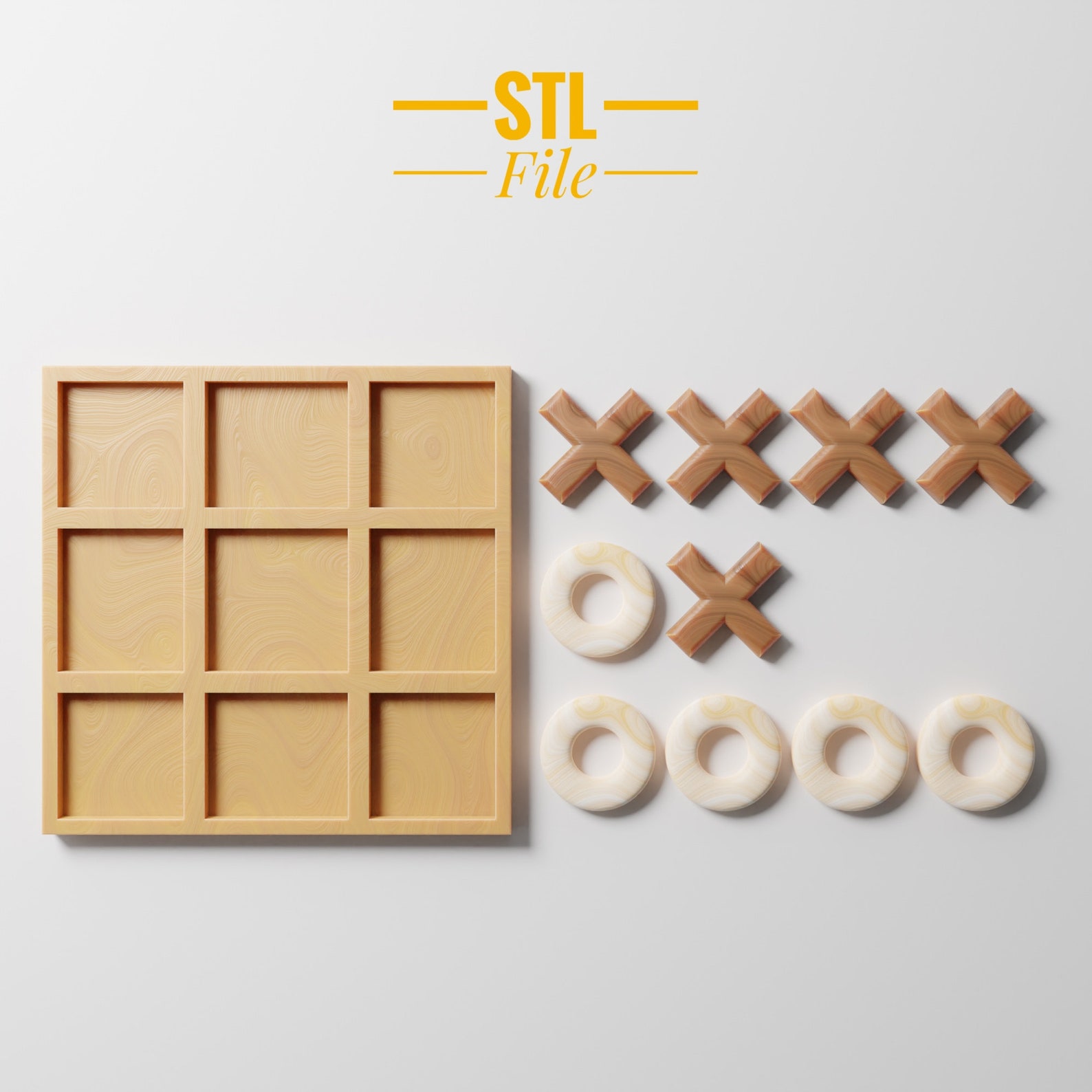 3D Tic Tac Toe Game Board Stl File for Cnc Router &amp; 3D Printer - Etsy