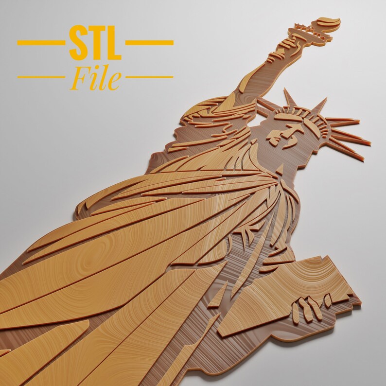 3D Statue of Liberty America STL File Relief Model for Cnc or 3D