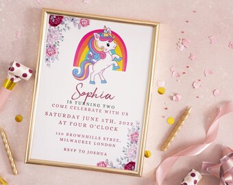 Bewerkbare Unicorn uitnodiging Unicorn Party, Unicorn verjaardag, magische Unicorn uitnodigen, Instant Download