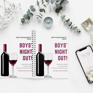 Winery Bachelorette Party Invitation, Itinerary Template, Vino Invite, Wine Tasting Weekend, Editable Printable, Instant Download