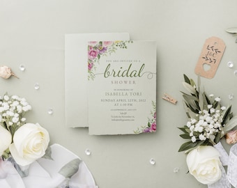 Boho Bridal Shower Invitation, Bohemian Invitation, Wildflower Bridal Shower Invitation, Instant Download