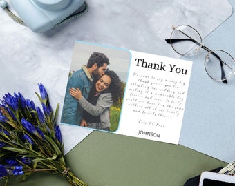Biglietto di ringraziamento per matrimonio minimalista con foto, biglietto di ringraziamento stampabile, ringraziamento per matrimonio moderno, download istantaneo.