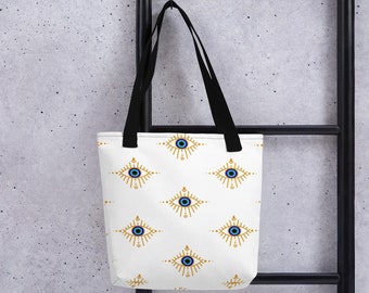 Evil Eye Tote Bag, Spiritual Protection Symbol