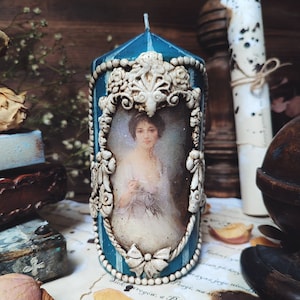 Handmade candle decoupage gift