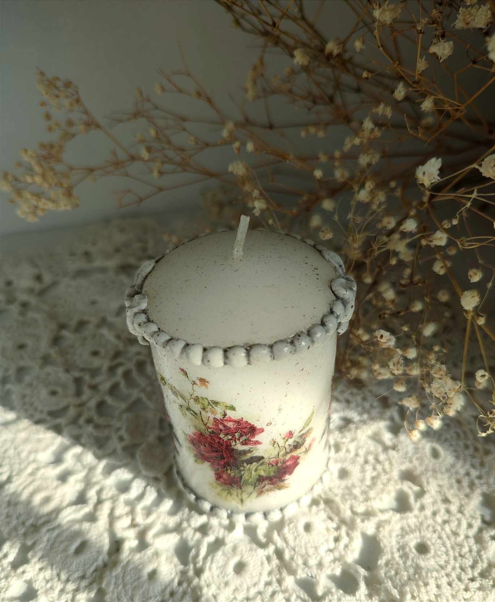 2 Handmade Vintage Shabby Chic Candles Decoupage Unique Gift One of a ...