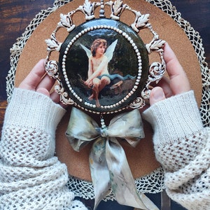 Decoupage medallion ornaments unique gift for her to home