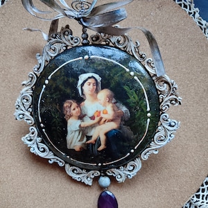 Decoupage medallion ornaments unique gift for her to home