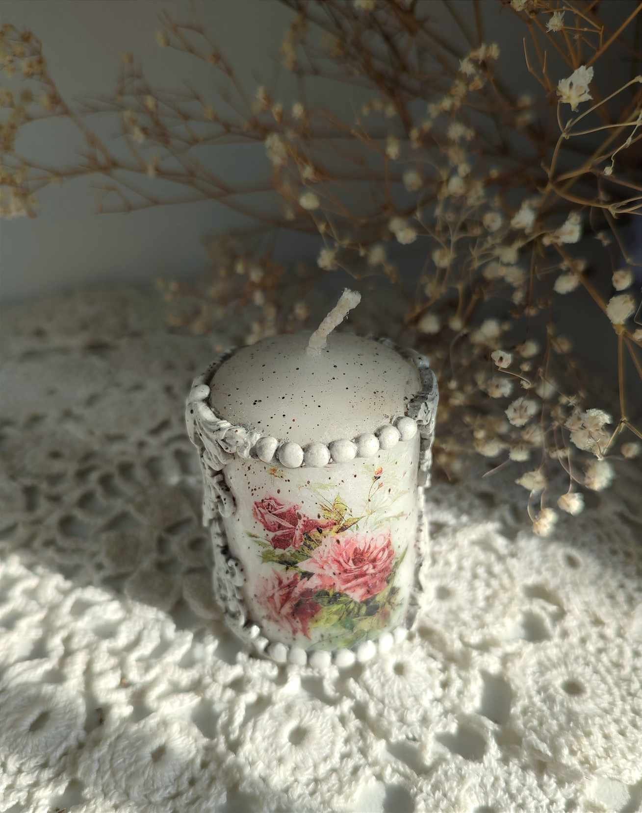 2 Handmade Vintage Shabby Chic Candles Decoupage Unique Gift One of a ...