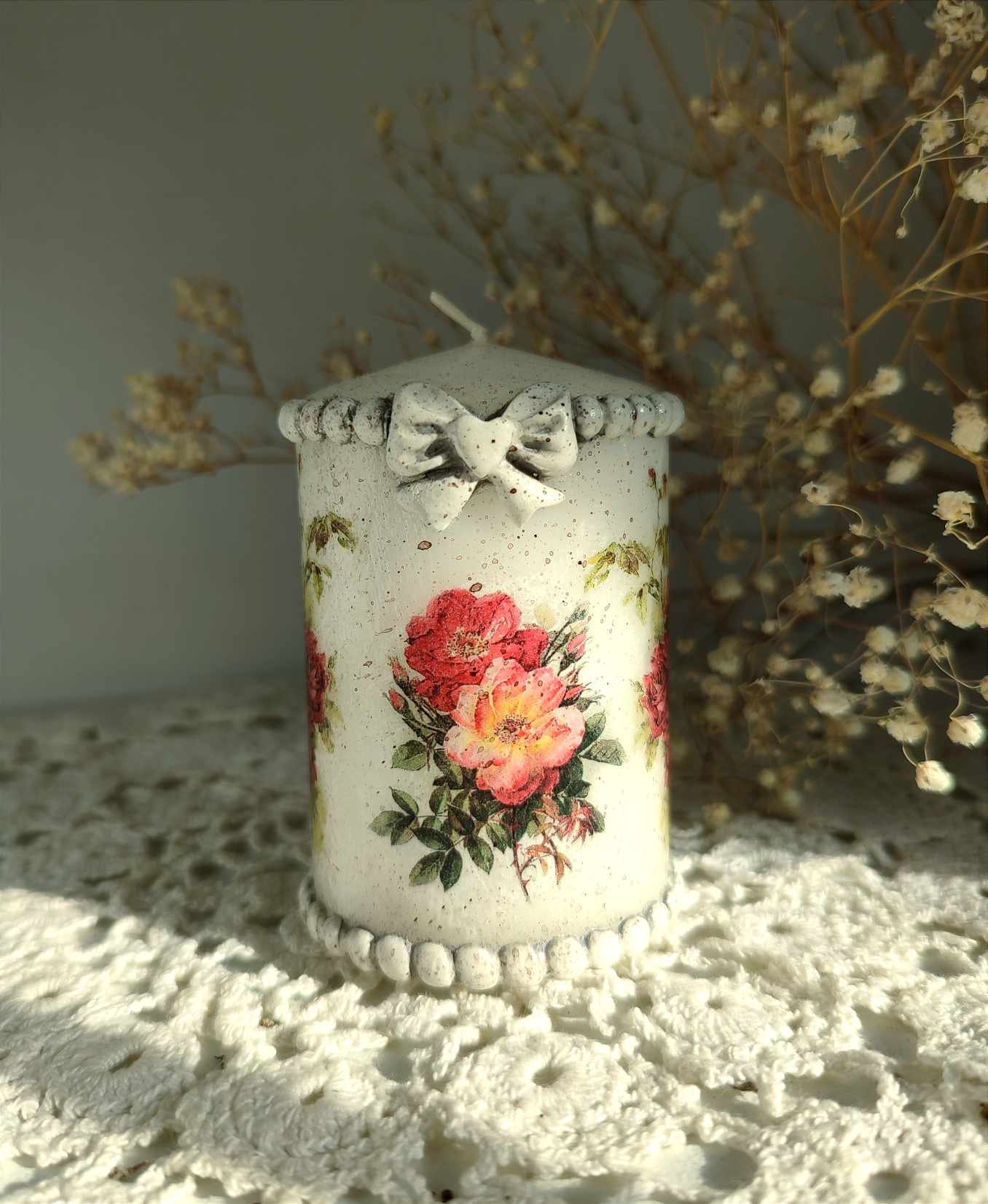 2 Handmade Vintage Shabby Chic Candles Decoupage Unique Gift One of a ...