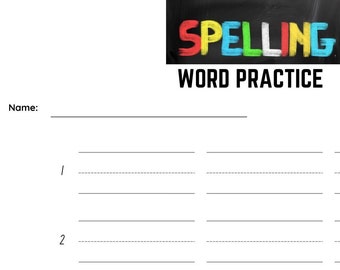 Spelling Word Practice Printable