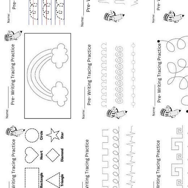 Pre Writing Tracing Practice for Preschool Writing Practice Early Learning Activity for Writing