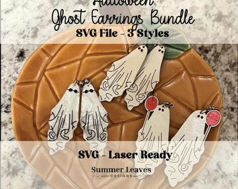 Halloween Ghost Earrings Bundle - SVG - Laser Ready