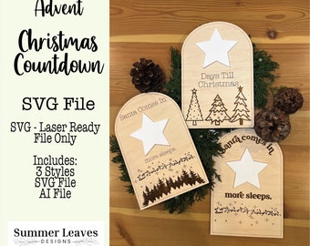 Christmas Countdown Bundle - SVG - Laser File - 3 Styles