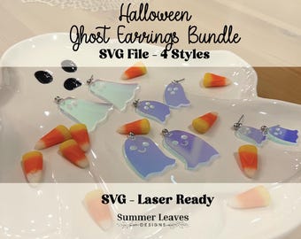 Halloween Ghost Earrings Bundle - SVG - Laser Ready