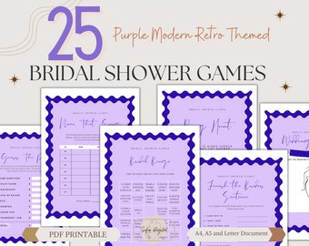 Bridal Shower Games Bundle,Modern Hens & Bridal Shower Party Games,Bachelorette Party,Wavy Border,25 Premade Game Bundle,Instant Download