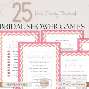Bridal Shower Games Bundle,Modern Hens & Bridal Shower Party Games,Bachelorette Party,Wavy Border,25 Premade Game Bundle,Instant Download